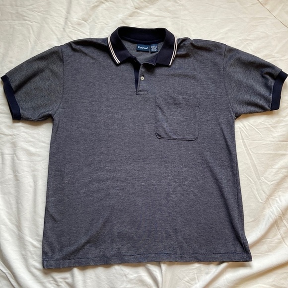 Vintage Men's Par Four Blue and White Polo Golf Shirt Large - Picture 7 of 7